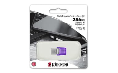 Kingston Technology DataTraveler 256GB microDuo 3C 200MB/s dual USB-A + USB-C view 5