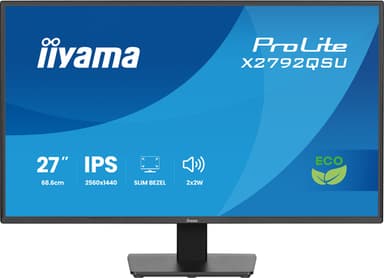iiyama ProLite X2792QSU-B1 computer monitor 68.6 cm (27") 2560 x 1440 pixels Quad HD LED Black view 3