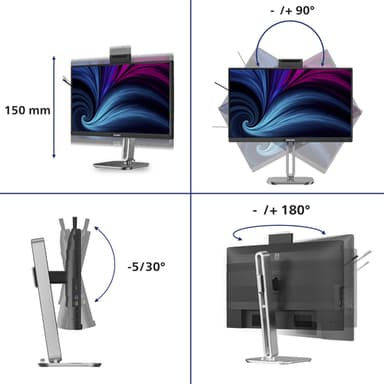 Philips 4000 series 24B2U4301H/00 computer monitor 60.5 cm (23.8") 1920 x 1080 pixels Full HD LCD Grey view 3