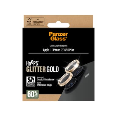 PanzerGlass ® Hoops® Camera Lens Protector Glitter Gold iPhone 17 | iPhone 16 | 16 Plus Clear screen protector Apple 1 pc(s) view 3