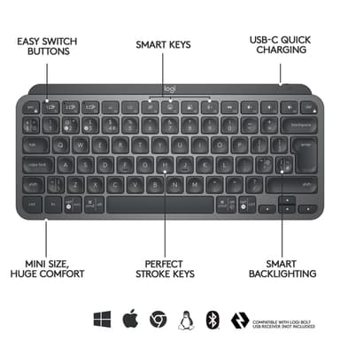 Logitech Master MX Keys Mini Minimalist Wireless Illuminated Keyboard view 10