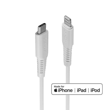 Lindy 1m USB Type C to Lightning Cable, White view 1