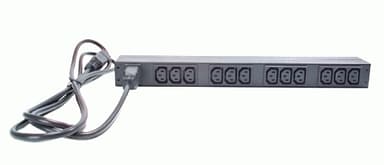 APC NetShelter Basic Rack PDU, 1U, 1PH, 3.7kW 230V 16A or 3.3kW 208V 16A, x12 C13 outlets, C20 cord view 3