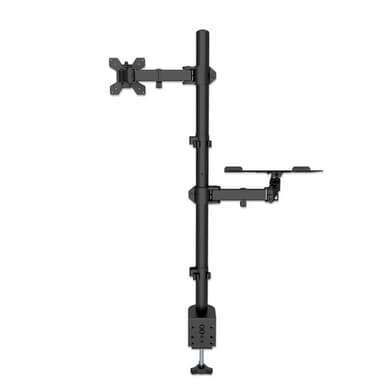 Manhattan Desk Mount for Monitors & Laptop Combo (Full Motion), For screens: 10-27", Laptop up to 17", Clamp Assembly, VESA compatibility: 75x75 and 100x100mm - check the dimensions of the four mounting holes on back of screen to ensure it fits, Max 8kg, Bracket view 4