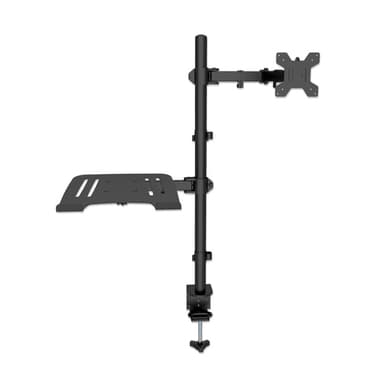 Manhattan Desk Mount for Monitors & Laptop Combo (Full Motion), For screens: 10-27", Laptop up to 17", Clamp Assembly, VESA compatibility: 75x75 and 100x100mm - check the dimensions of the four mounting holes on back of screen to ensure it fits, Max 8kg, Bracket view 3