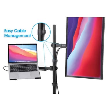 Manhattan Desk Mount for Monitors & Laptop Combo (Full Motion), For screens: 10-27", Laptop up to 17", Clamp Assembly, VESA compatibility: 75x75 and 100x100mm - check the dimensions of the four mounting holes on back of screen to ensure it fits, Max 8kg, Bracket view 9