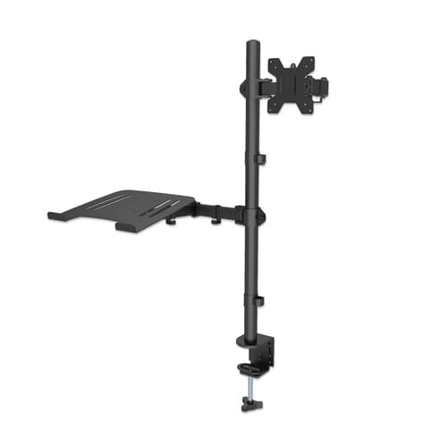 Manhattan Desk Mount for Monitors & Laptop Combo (Full Motion), For screens: 10-27", Laptop up to 17", Clamp Assembly, VESA compatibility: 75x75 and 100x100mm - check the dimensions of the four mounting holes on back of screen to ensure it fits, Max 8kg, Bracket
