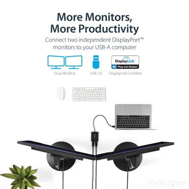 StarTech.com USB 3.0 to Dual DisplayPort Adapter - 4K 60Hz view 8
