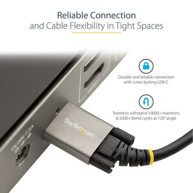 StarTech.com 20in (50cm) USB-C Cable, Side Screw Locking, USB 10Gbps, 100W (5A) Power Delivery, 8K 60Hz / 4K 144Hz DP Alt Mode - Thunderbolt Compatible view 11
