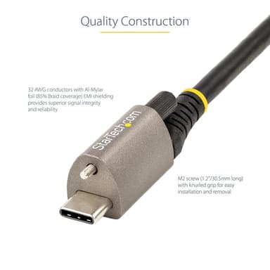 StarTech.com 3ft (1m) USB-C Cable, Top Screw Locking, USB 10Gbps, 100W (5A) Power Delivery, 8K 60Hz / 4K 144Hz DP Alt Mode, USB-IF Certified - Thunderbolt Compatible view 11
