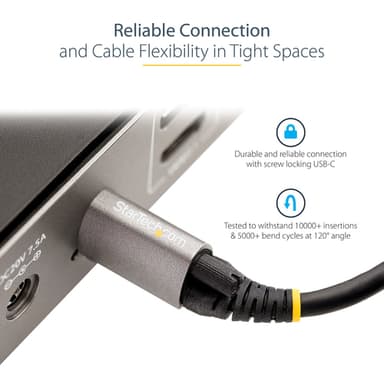 StarTech.com 50cm (20in) USB-C Cable, Top Screw Locking, USB 10Gbps, 100W (5A) Power Delivery, 8K 60Hz / 4K 144Hz DP Alt Mode - Thunderbolt Compatible view 10