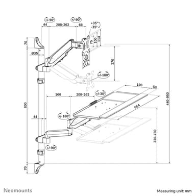 Neomounts WL90-325BL1 Sit-stand workstation wall 17-32" - gas spring view 16