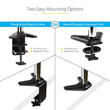 StarTech.com Desk Mount Monitor Arm for Single VESA Display up to 32" or 49" Ultrawide (17.6lb/8kg) - Full Motion Articulating & Height Adjustable - C-Clamp, Grommet - Single Monitor Arm view 17