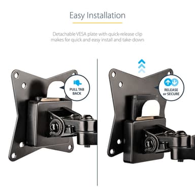 StarTech.com Desk Mount Monitor Arm for Single VESA Display up to 32" or 49" Ultrawide (17.6lb/8kg) - Full Motion Articulating & Height Adjustable - C-Clamp, Grommet - Single Monitor Arm view 16