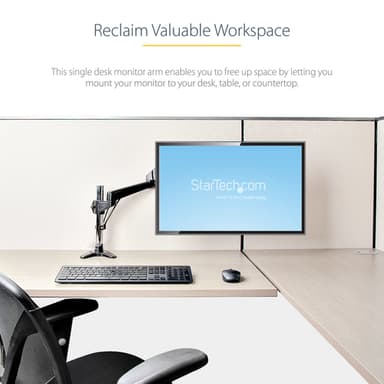 StarTech.com Desk Mount Monitor Arm for Single VESA Display up to 32" or 49" Ultrawide (17.6lb/8kg) - Full Motion Articulating & Height Adjustable - C-Clamp, Grommet - Single Monitor Arm view 19