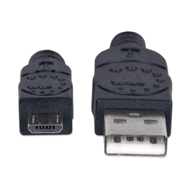 Manhattan USB-A to Micro-USB Cable, 1.8m, Male to Male, Black, 480 Mbps (USB 2.0), Hi-Speed USB, Lifetime Warranty, Equivalent to UUSBHAUB6. view 3