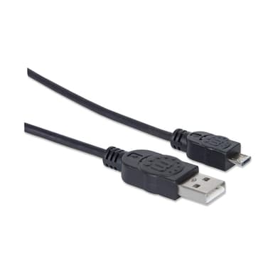 Manhattan USB-A to Micro-USB Cable, 1.8m, Male to Male, Black, 480 Mbps (USB 2.0), Hi-Speed USB, Lifetime Warranty, Equivalent to UUSBHAUB6. view 2