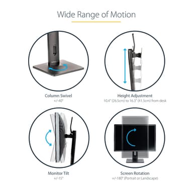 StarTech.com Free Standing Single Monitor Mount - Height Adjustable Monitor Stand - For VESA Mount Displays up to 32" (15lb/7kg) - Ergonomic Monitor Stand for Desk - Tilt/Swivel/Rotate view 21