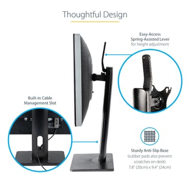 StarTech.com Free Standing Single Monitor Mount - Height Adjustable Monitor Stand - For VESA Mount Displays up to 32" (15lb/7kg) - Ergonomic Monitor Stand for Desk - Tilt/Swivel/Rotate view 22