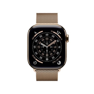 Apple Watch Series 11 GPS + Cellular 42mm Gold Titanium Case with Gold Milanese Loop view 2