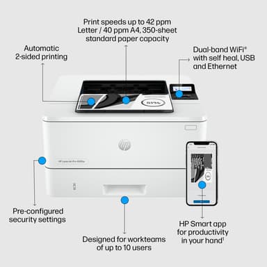 HP LaserJet Pro 4002dw Printer 1200 x 1200 DPI A4 Wi-Fi view 7