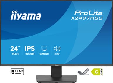 iiyama ProLite X2497HSU-B1 computer monitor 60.5 cm (23.8") 1920 x 1080 pixels Full HD LED Black view 2