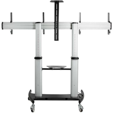 StarTech.com Dual TV Cart for 37-60in VESA TVs up to 110lb/50kg each - Height Adjustable TV Mount, Mobile Display Cart w/ Equipment Shelves - Rolling TV Cart on Wheels - Rolling TV Stand view 4