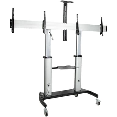 StarTech.com Dual TV Cart for 37-60in VESA TVs up to 110lb/50kg each - Height Adjustable TV Mount, Mobile Display Cart w/ Equipment Shelves - Rolling TV Cart on Wheels - Rolling TV Stand view 3