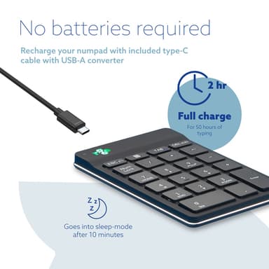R-Go Tools Numeric keypad R-Go Numpad Break, ergonomic numeric keypad with break software, bluetooth, black view 9