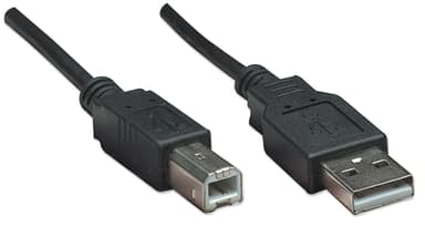 Manhattan USB-A to USB-B Cable, 0.5m, Male to Male, 480 Mbps (USB 2.0), Hi-Speed USB, Black, Lifetime Warranty, Equivalent to USB2HAB50CM view 2