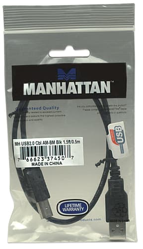 Manhattan USB-A to USB-B Cable, 0.5m, Male to Male, 480 Mbps (USB 2.0), Hi-Speed USB, Black, Lifetime Warranty, Equivalent to USB2HAB50CM view 5