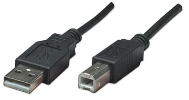 Manhattan USB-A to USB-B Cable, 0.5m, Male to Male, 480 Mbps (USB 2.0), Hi-Speed USB, Black, Lifetime Warranty, Equivalent to USB2HAB50CM view 1