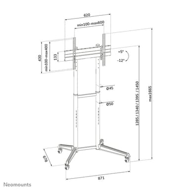 Neomounts FL50-540BL1 TV trolley 37-70" view 15