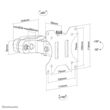 Neomounts FL40-430BL11 TV pole mount 17-32" - diam. 28-60 mm view 12