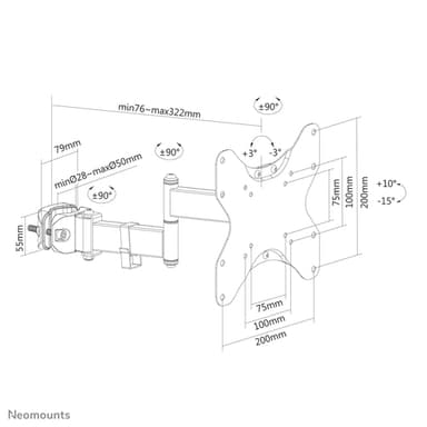 Neomounts FL40-450BL12 TV pole mount 23-42" - diam. 28-50 mm - full motion view 13