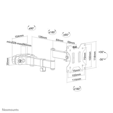 Neomounts FL40-450BL11 TV pole mount 17-32" - diam. 28-60 mm - full motion view 19