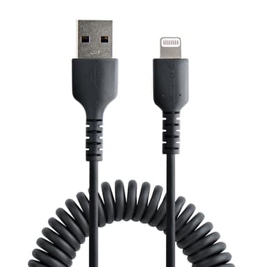 StarTech.com 50cm (20in) USB to Lightning Cable, MFi Certified, Coiled iPhone Charger Cable, Black, Durable TPE Jacket Aramid Fiber, Heavy Duty Coil Lightning Cable view 3