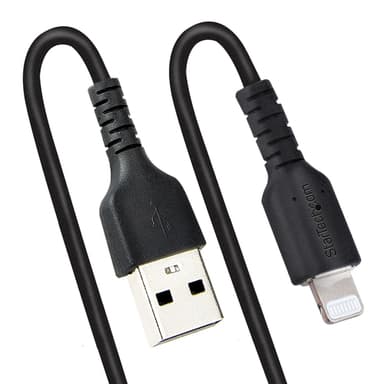StarTech.com 50cm (20in) USB to Lightning Cable, MFi Certified, Coiled iPhone Charger Cable, Black, Durable TPE Jacket Aramid Fiber, Heavy Duty Coil Lightning Cable view 5