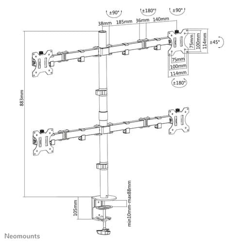 Neomounts FPMA-D550D4BLACK Monitor arm 13-32"