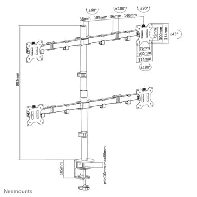 Neomounts FPMA-D550D4BLACK Monitor arm 13-32" view 14