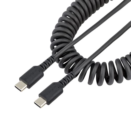 StarTech.com 3ft (1m) USB-C Fast Charging Cable, Rugged, Coiled, Charge & Sync, 3A, USB 2.0, TPE Jacket and Aramid Fiber - USB C Charging Cord