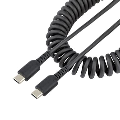 StarTech.com 3ft (1m) USB-C Fast Charging Cable, Rugged, Coiled, Charge & Sync, 3A, USB 2.0, TPE Jacket and Aramid Fiber - USB C Charging Cord view 1