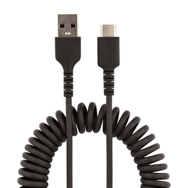 StarTech.com 3.3ft (1m) USB-A to USB-C Fast Charging Cable, Rugged, Coiled, Charge & Sync, 3A, USB 2.0, TPE Jacket and Aramid Fiber - USB Charging Cord view 4