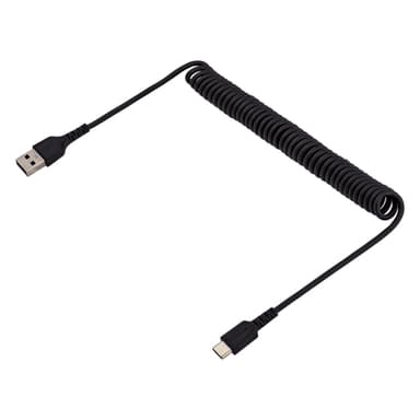 StarTech.com 3.3ft (1m) USB-A to USB-C Fast Charging Cable, Rugged, Coiled, Charge & Sync, 3A, USB 2.0, TPE Jacket and Aramid Fiber - USB Charging Cord view 3