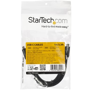 StarTech.com USB-C to USB-C Cable w/ 5A PD - M/M - 1 m (3 ft.) - USB 2.0 - USB-IF Certified view 5