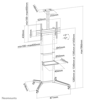 Neomounts FL50-550BL1 TV trolley 37-70" view 20