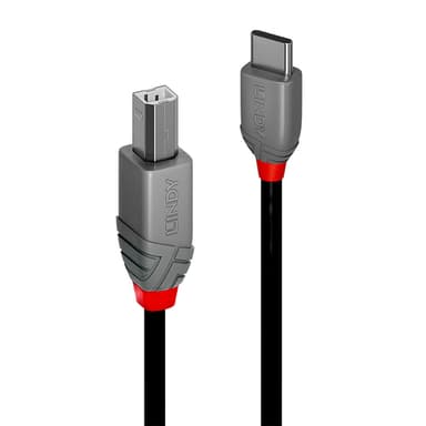 Lindy 2m USB 2.0 Type C to B Cable, Anthra Line view 1