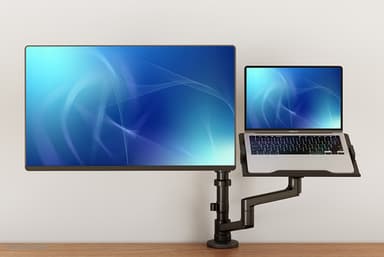 Neomounts DS20-425BL2 Monitor arm with laptop holder 17-27" - space saving view 18