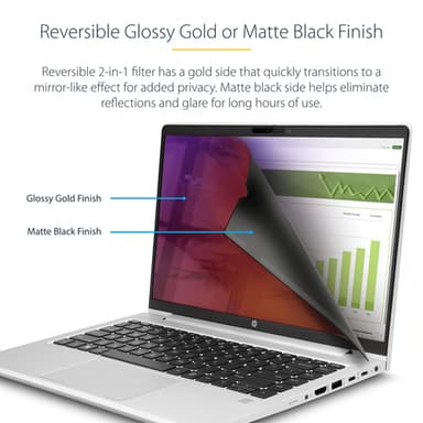 StarTech.com 14-inch 16:9 Laptop Privacy Screen, Reversible Gold Filter w/Enhanced Privacy, Computer Security Filter, Removable Screen Protector/Shield, +/- 30 Deg. view 9