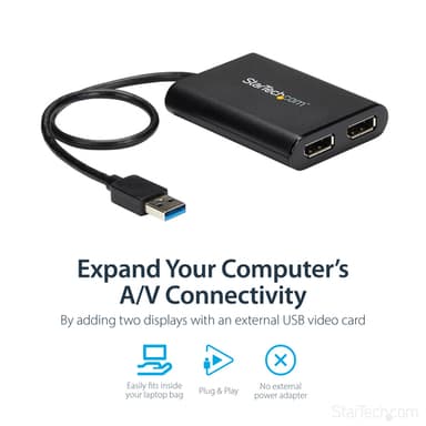 StarTech.com USB 3.0 to Dual DisplayPort Adapter - 4K 60Hz view 9